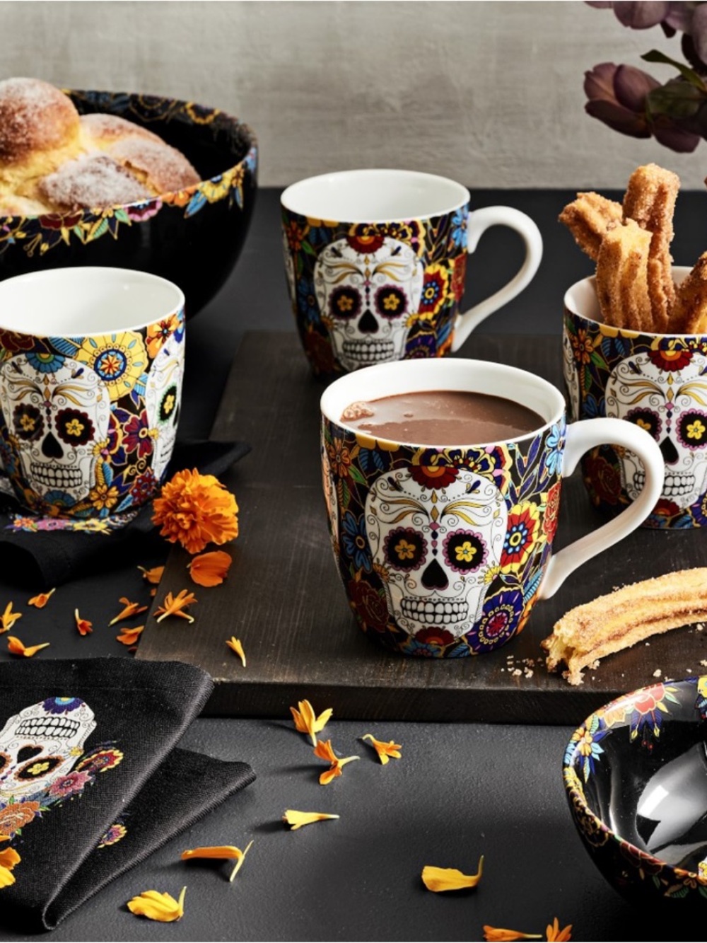 Williams Sonoma Day of the Dead Porcelain Mug.